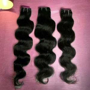 Raw Body Wave 100% Remy Virgin Indian Hair Waft 10 " to 40" Good Quality Remy Hair Extension From India - Product Image 1