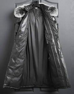 Manteau long en cuir de canard pour homme, double boutonnage, cuir de mouton véritable, moins 40 degrés Celsius, chaud, respirant, imperméable - Product Image 2