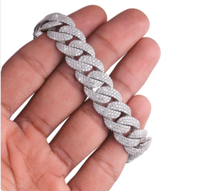 Pulsera de Tenis con Diamantes, Chapada en Oro Blanco de 14K, Plata 925, Pulsera Cubana con Diamantes - Product Image 2