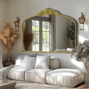 Traditional Vintage Mantel Mirror with Ornate <b>Metal</b> <b>Frame</b>, Baroque Victorian Mirror - Product Image 3