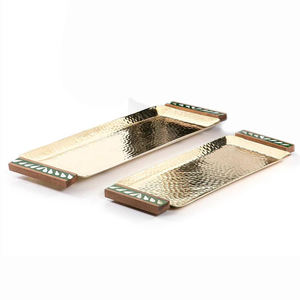 Plateau de service en aluminium martelé à la main sans poignées et plaqué argent parfait pour le thé ou le dessert - Product Image 3