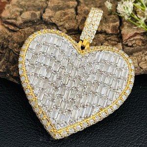 Colgante de Plata de Ley 925 con Forma de Corazón, Incrustado con Diamantes Moissanite VVS, Unisex, para Regalo - Product Image 6
