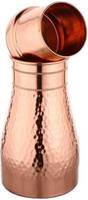 Bouteille d'eau de style classique en cuivre pur martelé avec récipient en verre intégré Design unisexe portable et réutilisable pour la maison/le bureau