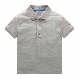 Polos para niños con botones de manga corta de algodón de color sólido - Product Image 3