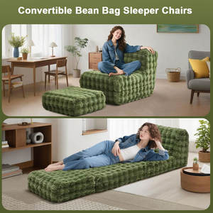 Faux Fur dev fasulye torbası çekyat-yetişkinler için bellek köpük + osmanlı toptan - Product Image 5