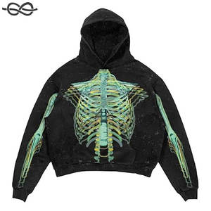 OEM personalizado gota hombro desgastado 100% algodón lavado en blanco pulóver Vintage Boxy recortado corte coser sudaderas con capucha de gran tamaño hombres - Product Image 2