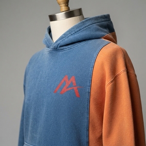 MATTIERA <b>Mens</b> Blue Orange Two Tone Zip Up Hoodie <b>Red</b> Logo Fleece <b>Sweatshirt</b> Streetwear Casual Hooded Jacket Custom Wholesale OEM - Product Image 6