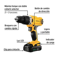 Kit perceuse-visseuse sans fil MASTER 2 1/2" 20V Moteur sans balais Vitesse variable 200 Nm Couple maximal Sans clé 32 accessoires PRETUL