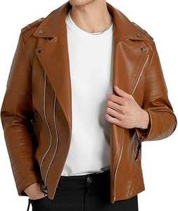 Chaquetas de Invierno Nuevas para Hombre, Servicio OEM Personalizado, Cuero Vacuno Transpirable de la Mejor Calidad, Color Marrón, Cuello Alto Personalizado, Estilo Vintage - Product Image 1