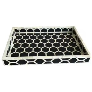 Hermosa bandeja de incrustaciones de hueso hecha a mano personalizada, artesanía de media luna, hueso Natural Floral para decoración del hogar, hermosa decoración de mesa - Product Image 1