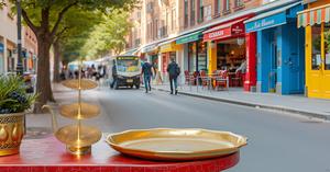 Support à gâteau en laiton martelé à trois niveaux avec plaque pour mariages pour gâteaux Desserts Fruits Bonbons Buffet Présentoirs - Product Image 3