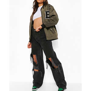 Chaqueta Bomber Satinada Estilo Universitario, OEM ODM, para Mujer, Talla Grande, Impermeable, Cortavientos, Bordado Personalizado, Proveedor de Chaquetas Casuales de Invierno - Product Image 4