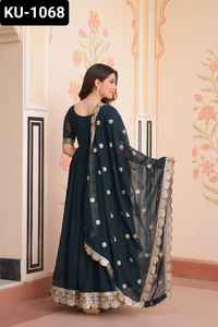 Estilo indio y pakistaní Faux Blooming con bordado Zari Lentejuelas Trabajo Anarkali Listo para usar Anarkali Vestidos para mujer Traje - Product Image 4