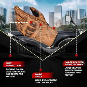 Gants de moto en cuir à doigts entiers Protection des mains Gants de moto Gants de moto respirants - Product Image 3