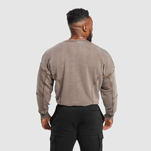 Sudadera de lana informal con cuello redondo para hombre, Sudadera de cuello redondo con diseño de letras, jersey de manga larga caqui de gran tamaño - Product Image 2