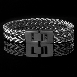 H2 Jewelry E0006 Kalın Paslanmaz Çelik Çift Sıralı Omurga Bileklik Erkekler İçin Altın ve Çelik Renkleri - Product Image 5