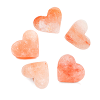 100% Pure Organic Himalayan Salt 7" Wide Base Abundance Bowl with 6 Massage Heart Stones Handmade Salt Lamps for Body