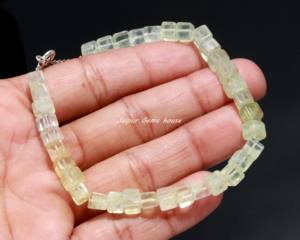 Bracelet de perles fines à la mode avec prehnite naturelle en forme de cube ombré bijoux d'hiver en argent sterling réglables - Product Image 3