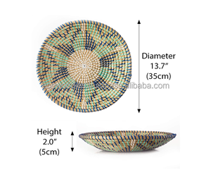 Cesta de pared de bambú tejida colgante de algas marinas, decoración de arte de pared colgante de ratán hecha a mano, última promoción con formato de cuerda - Product Image 1