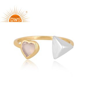 Latest Handmade Design 18K Gold Plated Natural White Moon Stone Gemstone <b>Adjustable</b> <b>Ring</b> Demi Fine Jewelry Manufacturer - Product Image 3