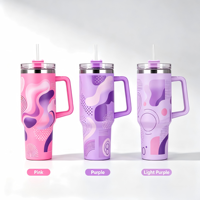Geïsoleerde RVS thermosbeker met handvat en rietje, 40 oz, voor autoritten