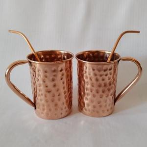 Solid body copper mule <b>mug</b> with simple curves and hand tooled surface suitable for <b>vintage</b> cocktail experiences - Product Image 3
