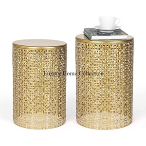 Best Quality Tree Design <b>Gold</b> Color Center & <b>Side</b> <b>Table</b> Aluminium Casted Attractive Look Round Glass Made Top Living Room Usage - Product Image 5
