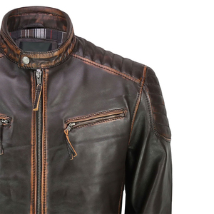 Wholesale Rub Off Real Leather <b>Biker</b> <b>Jacket</b> for man <b>Biker</b> Brown Quilted Distressed Leather <b>Jacket</b> Men's <b>Jackets</b> Custom logo Oem - Product Image 3