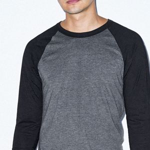 Camiseta de Béisbol de Manga 3/4 para Hombre, Corte Regular, Ligera, Ultrasuave, 100% Algodón, 180 Gramos, Color Gris Carbón Jaspeado - Product Image 5