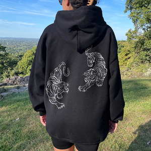 Sweat à capuche oversize décontracté en molleton épais pour homme, imprimé tigre, avec poche, streetwear d'hiver - Product Image 4