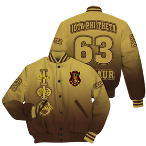 Iota Phi Theta Greek Life 1963 Letterman Jacket Varsity Brown Gold Fraternity Apparel Heritage Collegiate Outerwear - Product Image 4