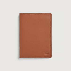 Portefeuille de voyage fin en cuir véritable fait main avec fermeture ouverte et protection RFID - Product Image 1
