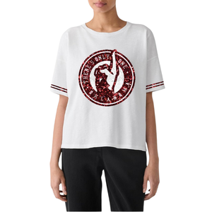 T-shirt personnalisable Game Day pour femme avec patchwork de paillettes et décoration perlée Vêtements design flashy et éblouissants disponibles - Product Image 2