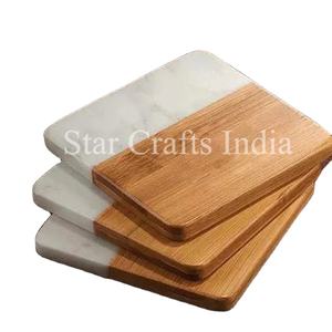 Natural Acacia Wood and Marble Stone with High Quality Polished Custom <b>Coasters</b> Marble <b>Slate</b> <b>Coasters</b> Silicone Mat - Product Image 2