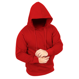 Sudadera con capucha de invierno de diseño personalizado para hombre, sudadera de lana de algodón transpirable gruesa, patrón sólido, Color rojo - Product Image 3