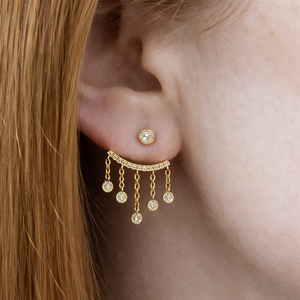 Pendientes de Oro Blanco Puro de 14K con Diamantes Cultivados en Laboratorio, Color DEF, VS-VVS, Diseño de Barra Curva, para Mujer - Product Image 6