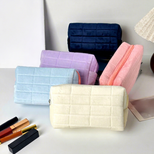 Pillow Makeup Bag <b>Large</b> Capacity Quilted Velvet Cosmetic Organizer Travel Toiletry Pouch Portable Makeup Storage Bag - Product Image 3