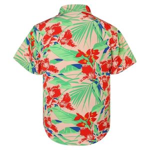 Chemises d'été Rouge Vert Floral Beach Hawaii 100% Coton Tropical Short Sleeve Casual Customized Men Shirts - Product Image 2