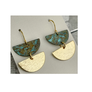 2025 Christmas Textured & Curved <b>Brass</b> Patina Earrings USA Jewelry Made of <b>Sheet</b> Rectangle must have fashion earrings - Product Image 3
