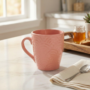 Ensemble de 4 tasses à café en céramique de style nordique, rose corail pêche - Capacité 200 ml, compatibles lave-vaisselle et micro-ondes, cuillère en argile pour cadeaux - Product Image 3