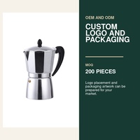 Cafetière Moka en aluminium argenté, style italien classique, octogonale, avec soupape de sécurité