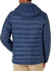 Men's Lightweight Water-Resistant Black Hooded Puffer <b>Jacket</b> Custom Navy Puffer <b>Jacket</b> for Men - Product Image 3