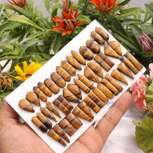 Pendientes de Palma de ojo de tigre para mujer, 60 pares de pendientes, aros, joyería de piedra natural, cabujón, azulejos de ojo de tigre, 1 par de pendientes led - Product Image 1