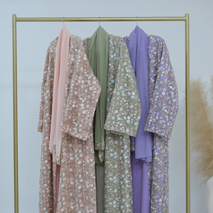 Abaya élégante Loriya en dentelle et tulle à fleurs, cardigan ouvert d'été, robe modeste pour femmes musulmanes avec hijab, vêtements islamiques - Product Image 6