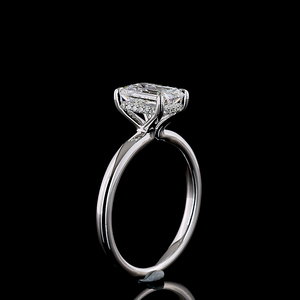 แหวนหมั้นทองคำขาว 14K น้ำหนัก 1.58 กะรัต รูปทรงมรกต ประดับเพชรแบบซ่อน ดีไซน์หรูหราสำหรับเจ้าสาว ทำด้วยมือ - Product Image 4