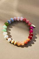 Bracelet en perles de pierre naturelle pastel, perles de culture et pierres précieuses, élastique et ajustable, avec chaîne dorée, bijoux de mode pour femmes, vente en gros