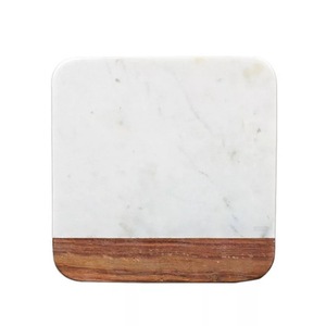 Prix de gros couleur naturelle 4 pouces carré bois résine écologique résistant à la chaleur sous-verres tasse à thé caboteur articles ménagers tapis tampons - Product Image 6