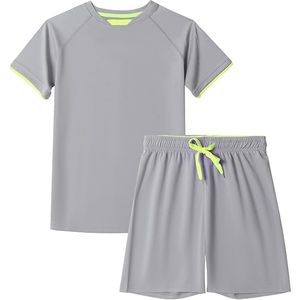 Conjunto de Ropa de Casa para Hombre en Azul Marino Medianoche – Camiseta con Cuello en V y Cuello en Contraste Gris Claro y Pantalones Cortos a Juego - Product Image 2