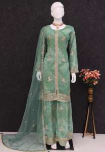 Vestido atractivo elegante Heavy Fox Georgette Impresión digital Salwar Suit & Dupatta con bordado 3mm Mat Secuencia Trabajo para la venta - Product Image 2