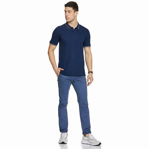Polo pour homme de couleur bleu nevi, tendance, fabriqué en coton polyester, vêtement de bureau, polo à manches courtes - Product Image 6